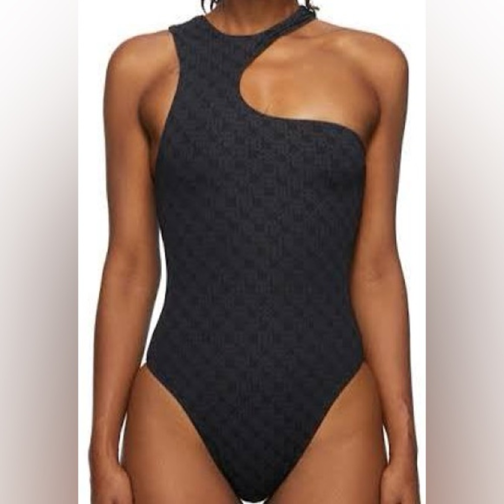 Anine Bing Black One-Shoulder Bathing Suit